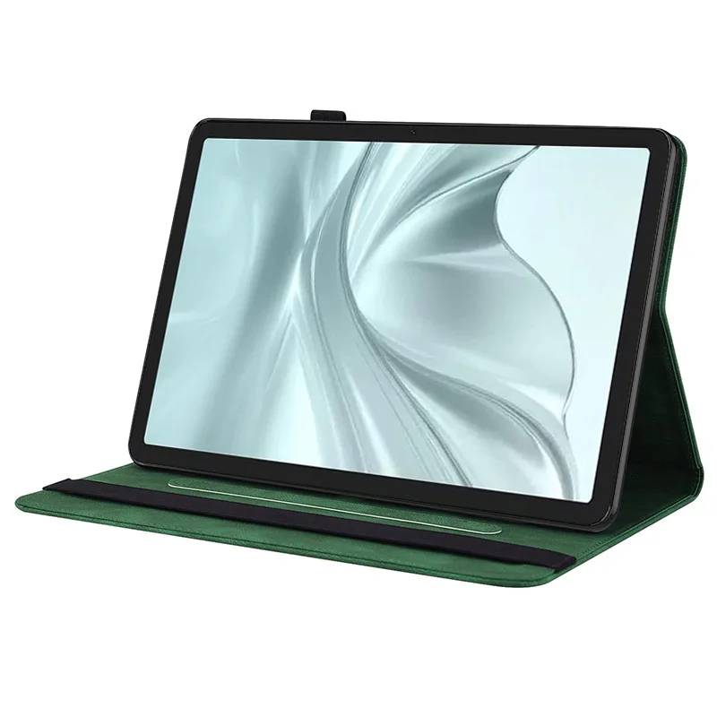 For TECNO Megapad 2 Case Butterfly Flower Imprint PU Leather Tablet Cover with Card Slots - Green