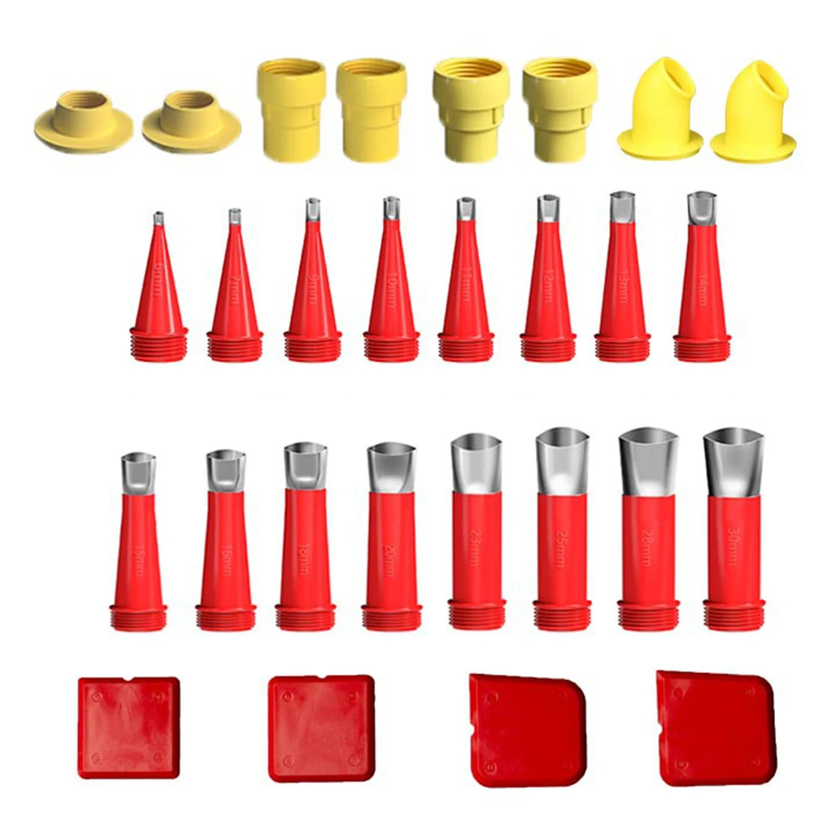 28-Piece Stainless Steel Sealing Nozzle Set - Silicone Sealant Finishing Tools for Kitchen and Bathroom Corners