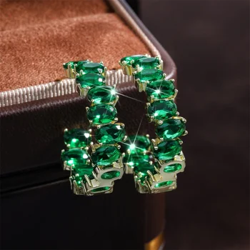 Green Black Zircon Rectangle Stud Earring