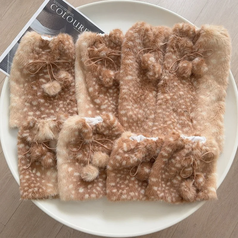 حار الفتيات فو الفراء أفخم الرنة تدفئة الساق النساء عيد الميلاد الدافئة Kawaii فروي الأحذية الجوارب غطاء الساق زي أحذية عالية الجوارب