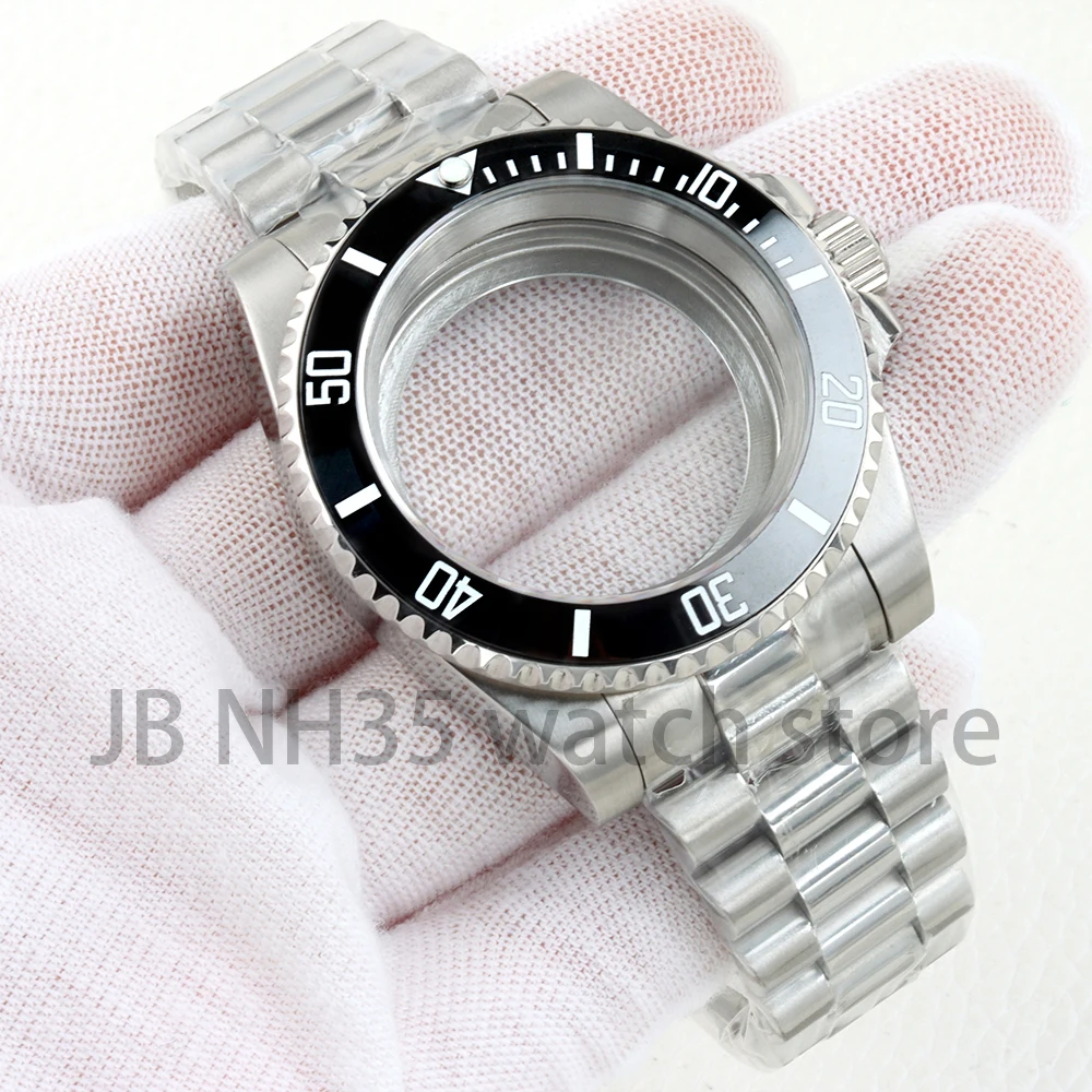 40 مللي متر NH35 حالة الياقوت الزجاج ل Sub NH34 NH35 NH36 NH38 حركة الصلبة 316L الفولاذ المقاوم للصدأ سوار الرئاسية 28.5 مللي متر الهاتفي