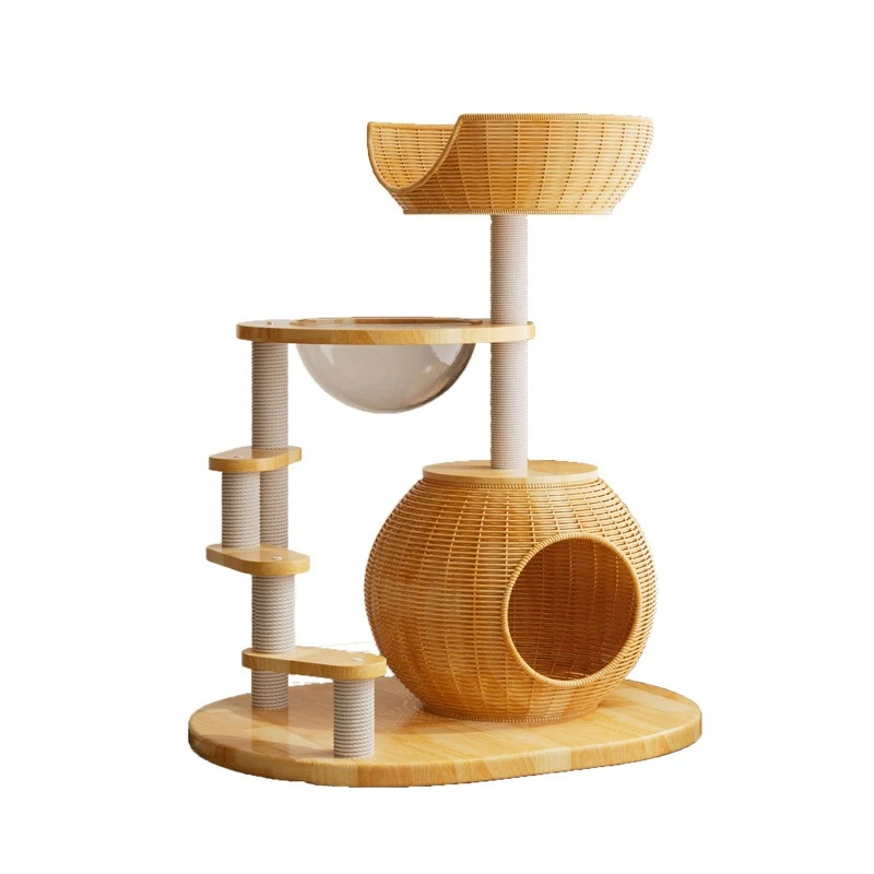 

Small solid wood rattan cat climbing rack bantam cat household small apartment does not occupy space
