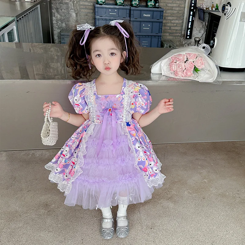 2024 new summer girl star Delu Lolita gauze skirt skin-friendly breathable fabric foreign girl outdoor party princess dress