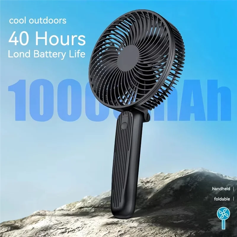 

【Necessity】Mini Fan 6Inch 10000Mah Handheld Rechargeable Foldable Handle Silent Strong Wind USB Fan For Home Room Outdoor Travel