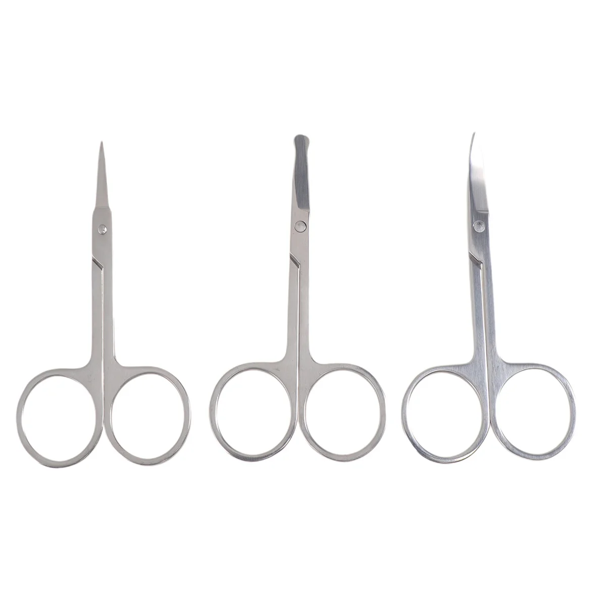 3 قطعة مقص احترافي لشعر الأنف والحواجب مجموعة من الفولاذ المقاوم للصدأ ماكينة تشذيب مقاومة للصدأ لتصفيف الوجه بحافة ناعمة #3