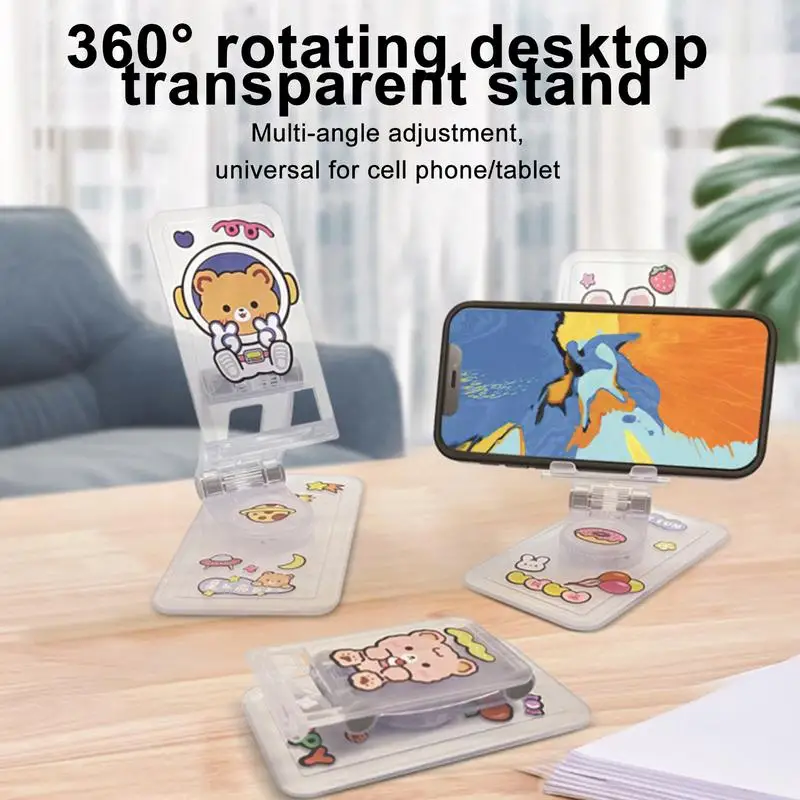 Cute Cartoon Cell Phone Stand Desk Accessories Telescopic Adjustable Desktop Phone Holder for Smartphone