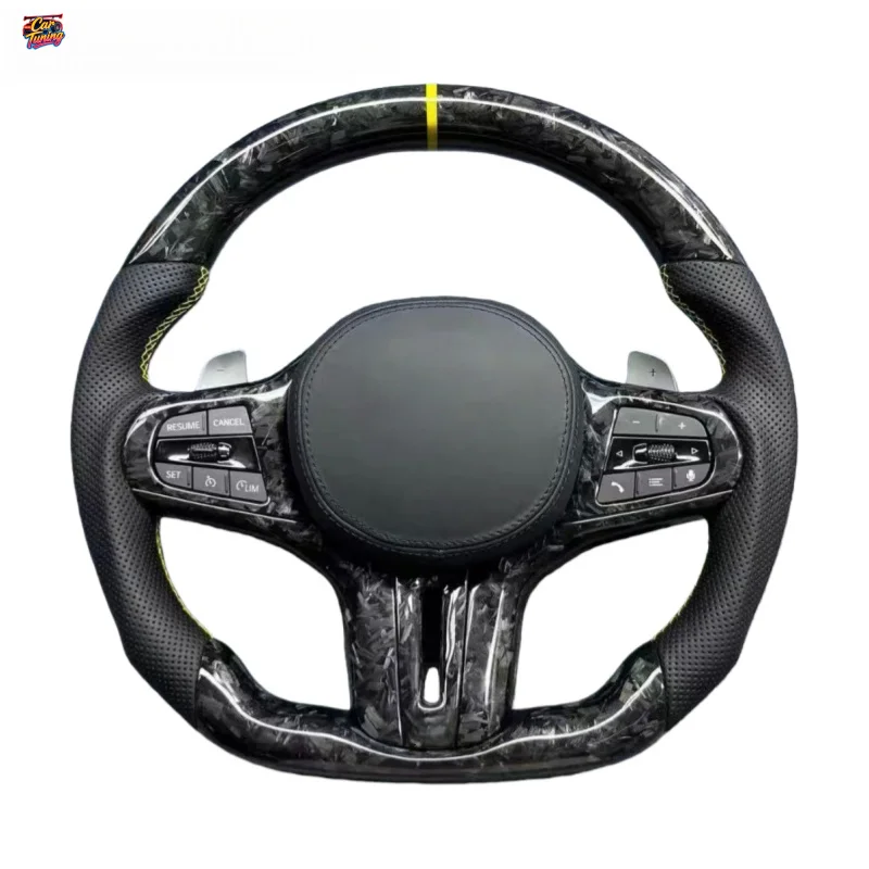 LCI Racing Carbon Fiber Leather Steering Wheel Upgrade for G05/G20/G30/G2X/G3X/G8X/F9X 2018-2024 with F1 Shape
