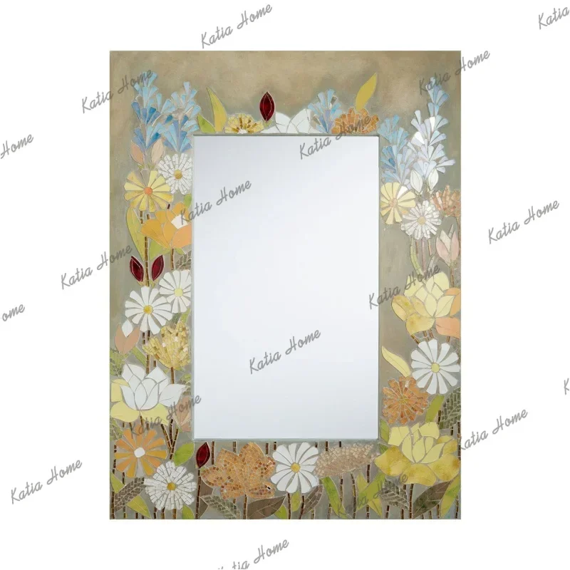 PG Creamy style warm feeling flower mirror decorative painting light French vintage atmosphere restaurant wall hanging painting