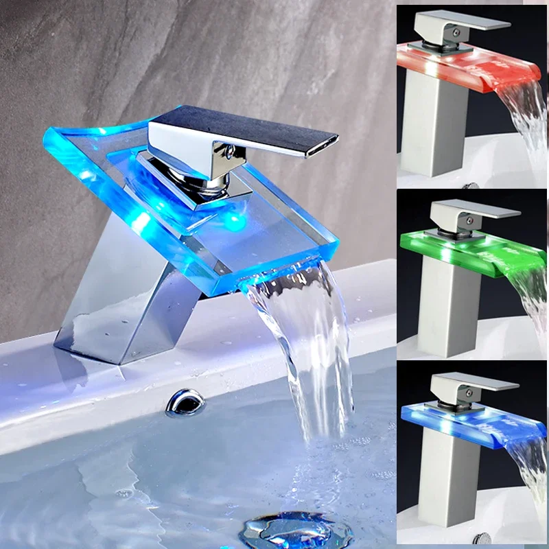 Single handle glass basin with hot and cold water function, faucet sanitary ware 2-hole installation