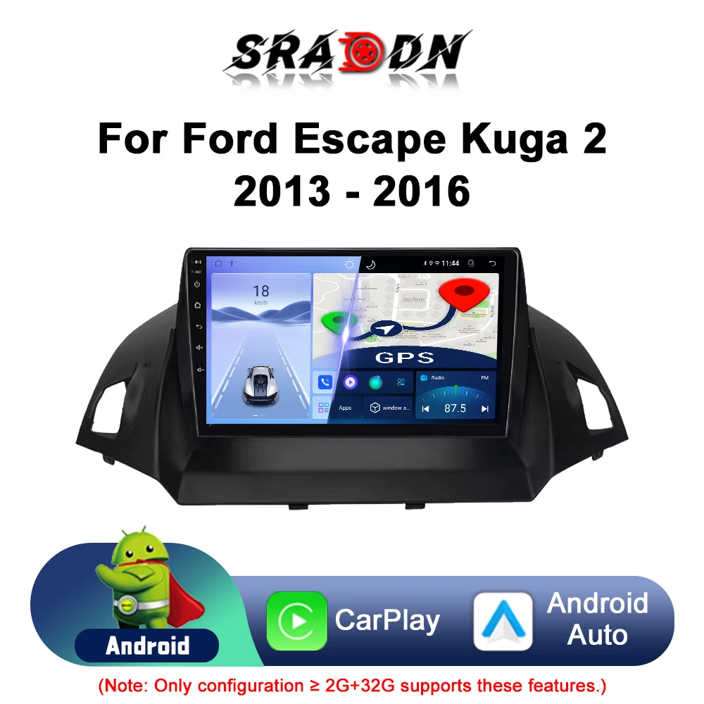 For Ford Escape Kuga 2 C-MAX 2013-2016 Car Radio Android Automotive Multimedia Player GPS Navigation Carplay Screen Auto Stereo