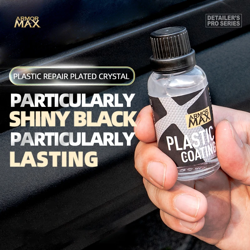 Automotive Plastic Refurbishment Coating Provides protection and hydrophobicity, restoring the black lustre of the plastic.