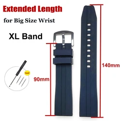 XXL Extended Length Big Size Wrist Strap 14+9cm for omega Watch Band for Rolex Waterproof Rubber Bracelet for Seiko 20mm 22mm