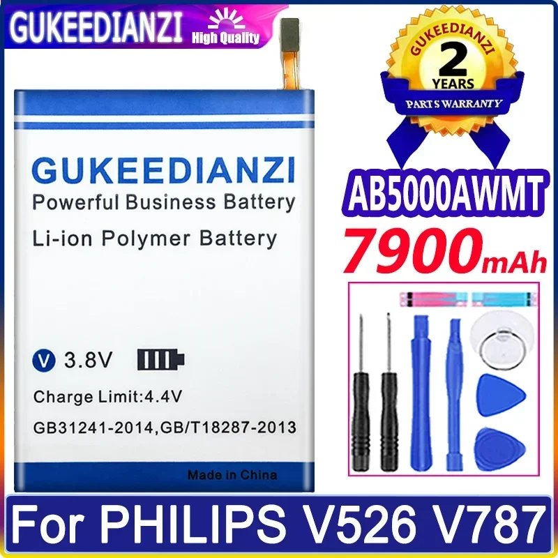 

GUKEEDIANZI 7900mAh AB5000AWMT For Philips V526 V787 V377 V 526/V 787/V377 Smart Moble Phone High Quality Replacement Battery