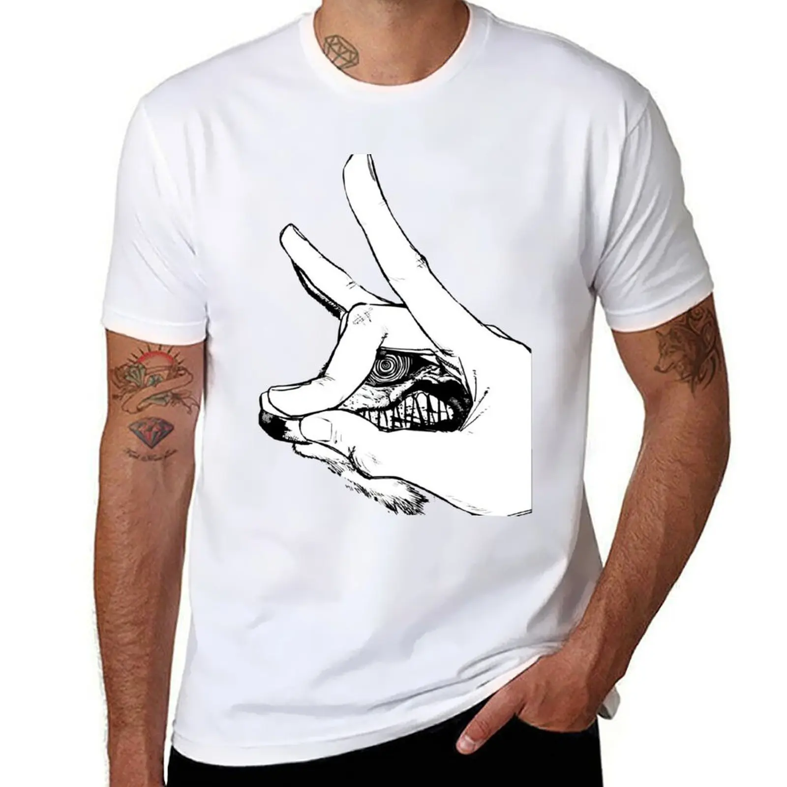 

high Power t shirts quality fingers man t shirt cotton brand T-Shirt luxury man The