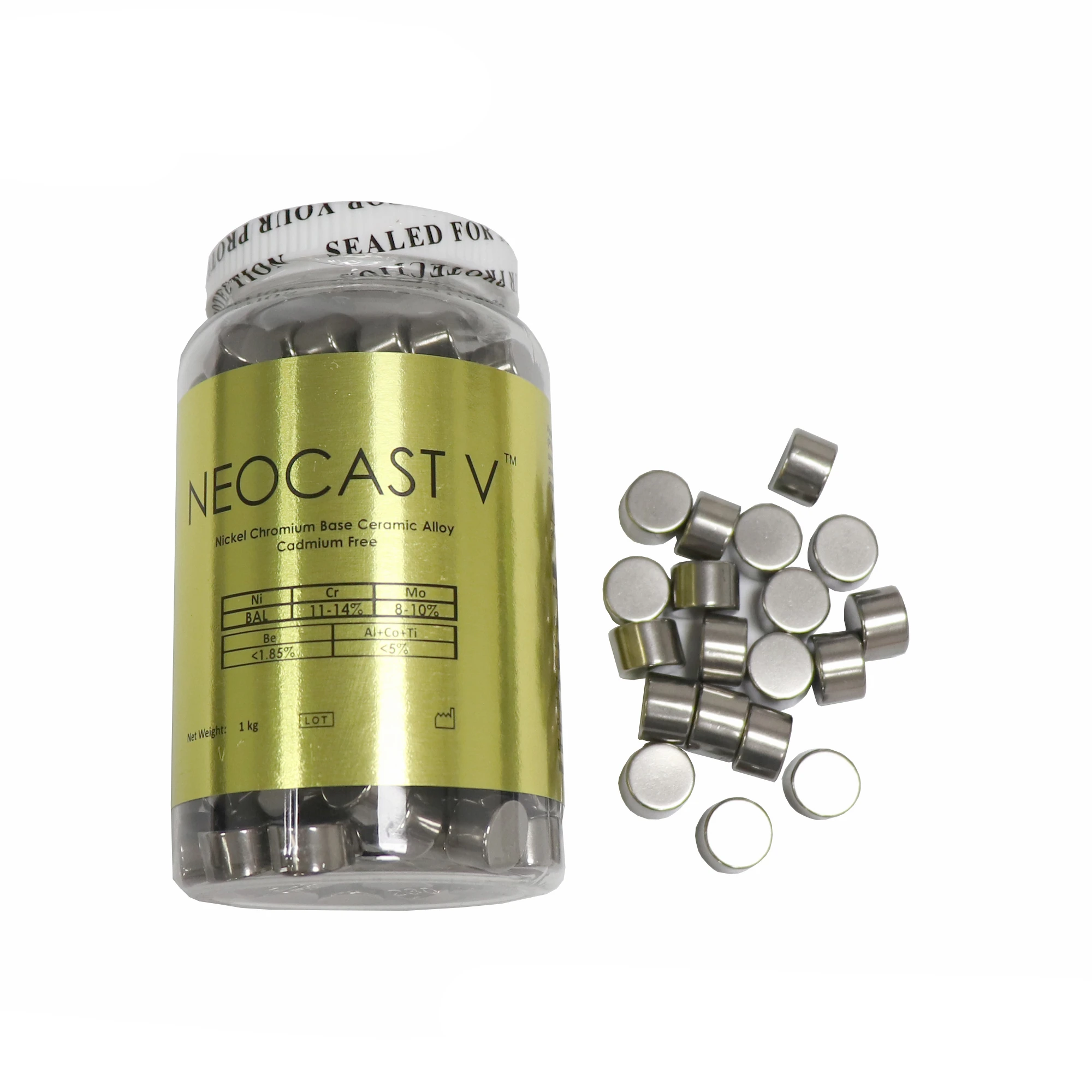 Neocast v Nickel Chrom mit Beryllium basis Keramik guss legierung Dental Lab Metall