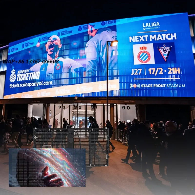 500*1000mm P3.9-7.8 Retail Window Transparent LED Mesh Screen Outdoor LED Grille Display for Storefront Advertising