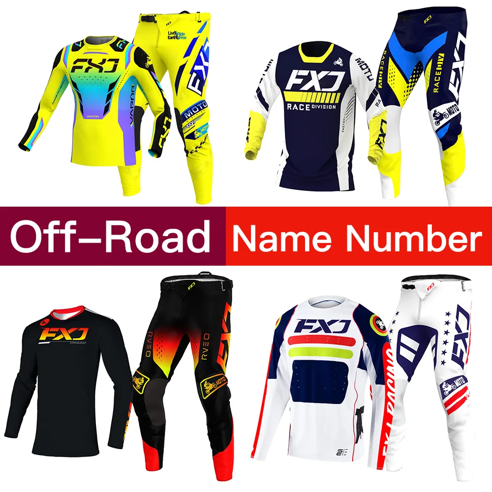 Motocross Jersey Pant Gear Set Enduro Cross Off-Road MX MTB MOTO Mens Kits Racing Suit Women's Name Number Customize White Pink