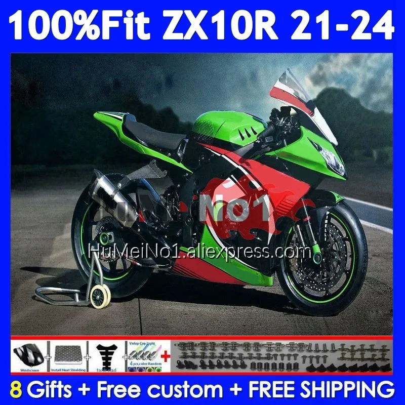 Injection For KAWASAKI NINJA ZX 1000 10R 10 Green red R 221No.174 ZX10R 21 22 23 24 ZX-10R ZX1000 2021 2022 2023 2024 Fairing