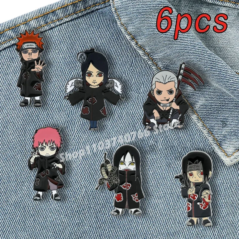 1set Naruto Anime Enamel Pins Konan Pain Hidan Lapel Pin Cosplay Props Shirt Bag Backpack Decoration for Men Women Jewelry Gift