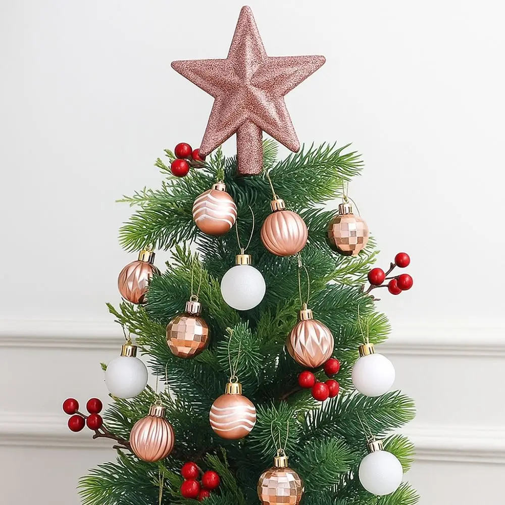 36pcs Plastic Christmas Ball Ornaments Glitter Shatterproof Christmas Tree Topper Special-shaped Electroplated Christmas Baubles