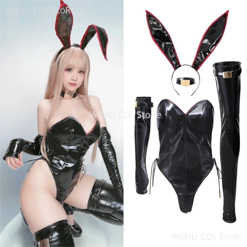 การออกแบบเดิม PU หนังสาวกระต่ายคอสเพลย์เครื่องแต่งกายสีดํา Jumpsuit บิกินี่ชุดชั้นในผู้หญิงเซ็กซี่คอสเพลย์ชุดเซ็กซี่ชุดชั้นใน