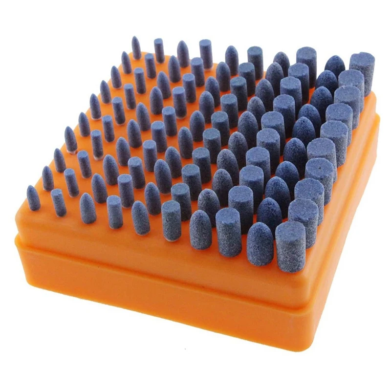 100Pc Of 3MM Pole 4-10Mm Blue Polishing Grinding Head Abrasive Mounted Stone Drill Bit Set For Engraving Cutting Buffing