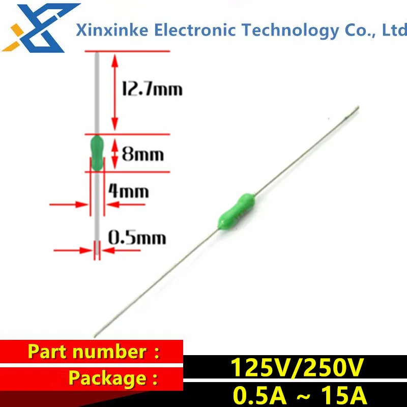 10PCS 125V 250V 0.5A/1A/2A/3A/4A/5A/7A Resistor-type Fuse Green Fast Disconnect