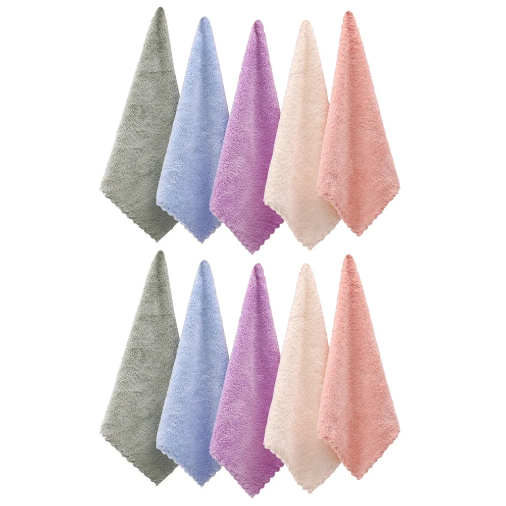 10Pcs Coral Fleece Face Washing Cloths Highly Absorbent Soft Makeup Removal Towels Portable Washcloth for Home and Travel