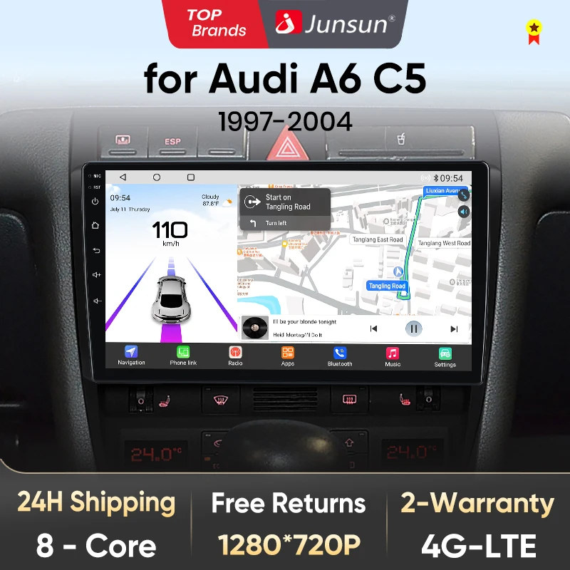 Junsun-Autoradio Android 13, Qualcomm 8 cœurs, GPS, FM, RDS, sans fil, CarPlay, pour Apple Audi Horizon C5 (1997-2004)