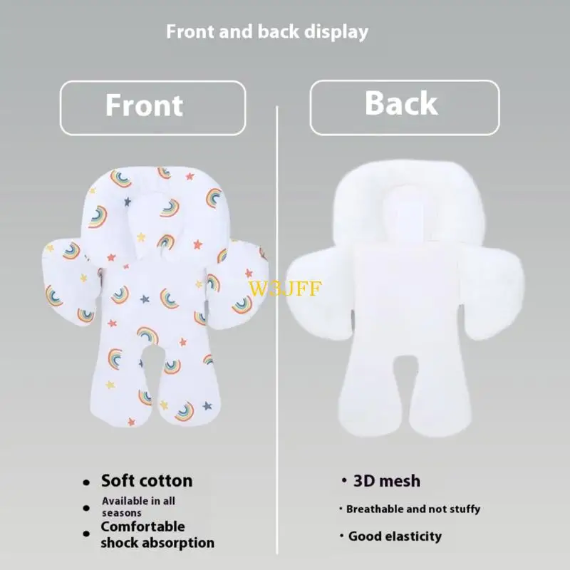 W3JF 유아용 카트 시트 쿠션 통기성 메쉬 디자인 헤드 레스트 신생아 유모차 스윙과 크래들을위한 분리 가능