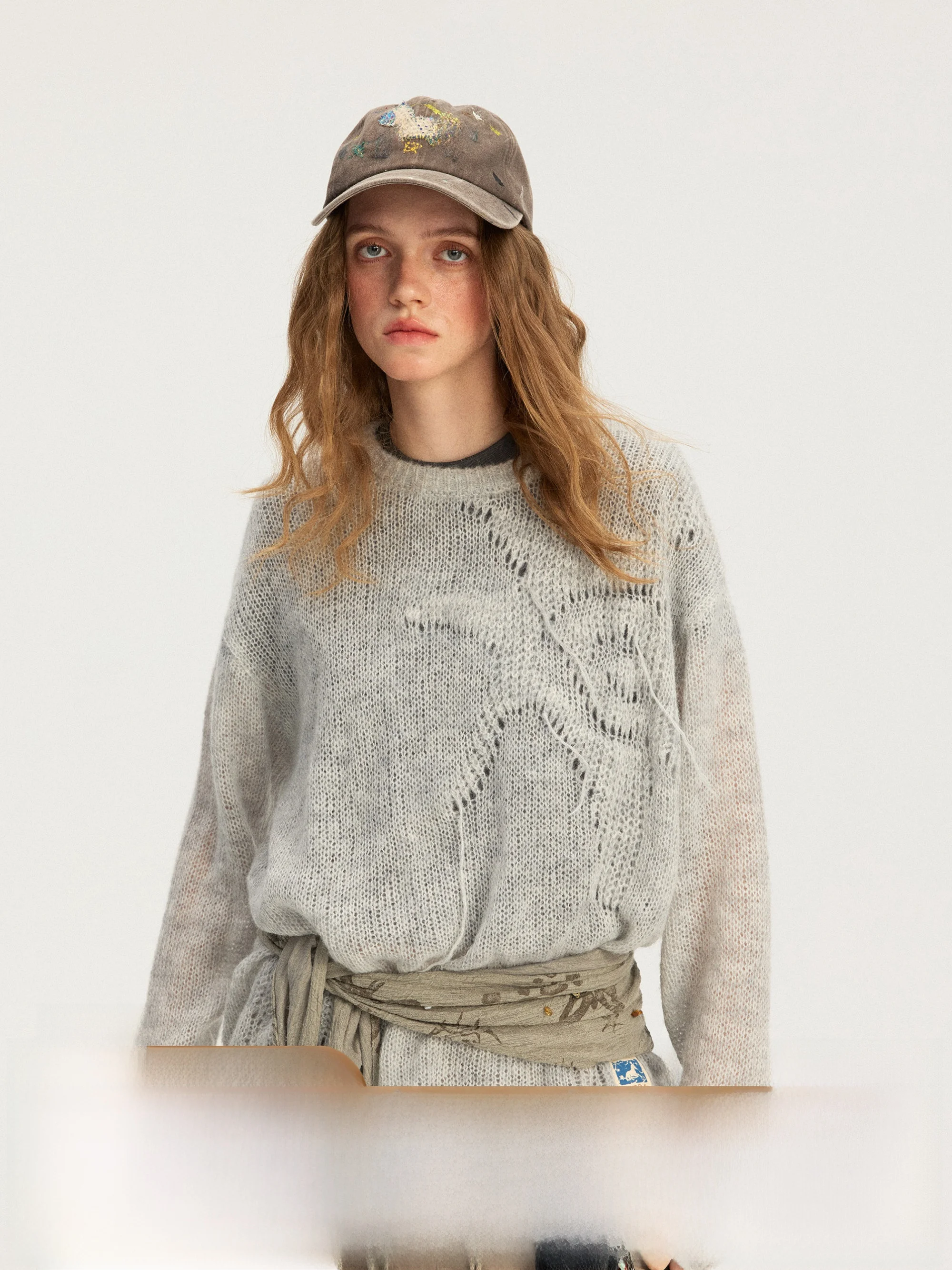 

Monterest Starfi Knitted Wool Sweater Mare's Hair Hollow out Design Loose Fit Youthful Sle Daily Wear Autumn Long Sve