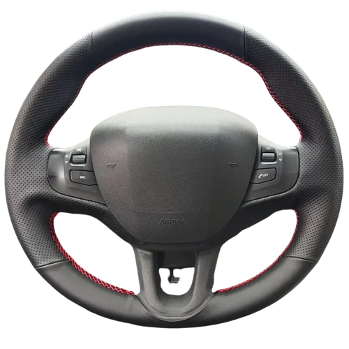 Imagen 2 del producto Protector de cuero genuino para volante de coche, accesorios de Interior de coche para Peugeot 208 2011-2019 Peugeot 2008 2013-2019