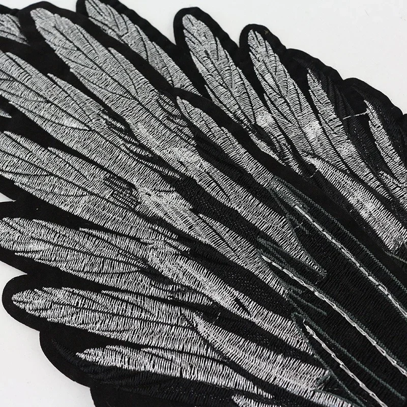 1pair New Wing Embroidery Lace Feather Applique Paillette Fabric Sweater Clothes Patch Sequined Stickers T-shirt Diy Decoration