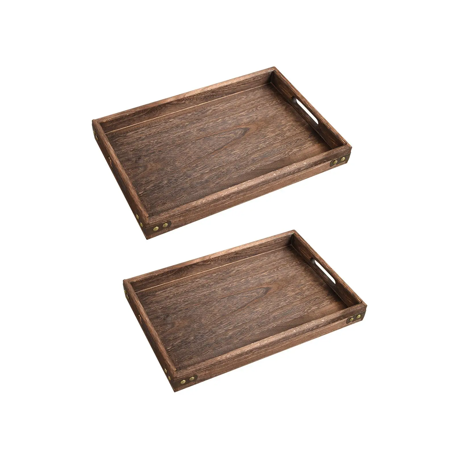 Rustic Wood Serving Tray Platter Sofa Couch Tray Food Trays for Living Room,