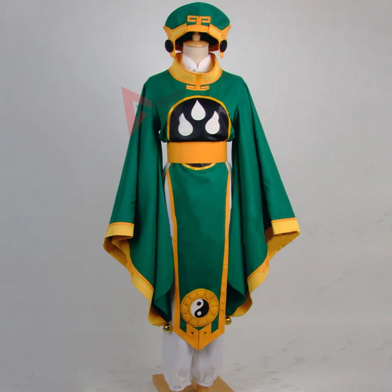 New Cardcaptor Sakura LI SYAORAN Cosplay Costume Green Taoist Robe Hat Set Custom Made