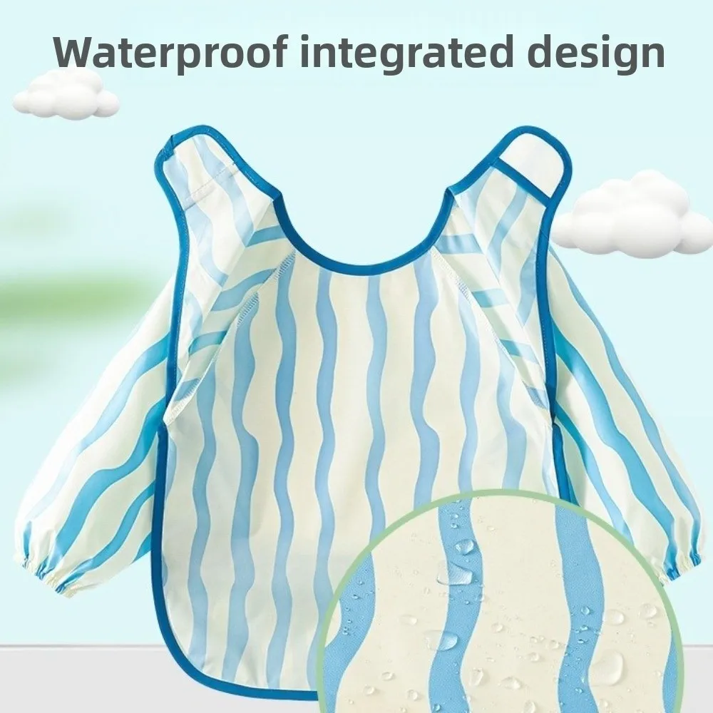 

Новые нагрудники для кормления с длинными рукавами, водонепроницаемые с карманами, халат для еды, устойчивая к пятнам нагрудник для младенцев для художественных мероприятий