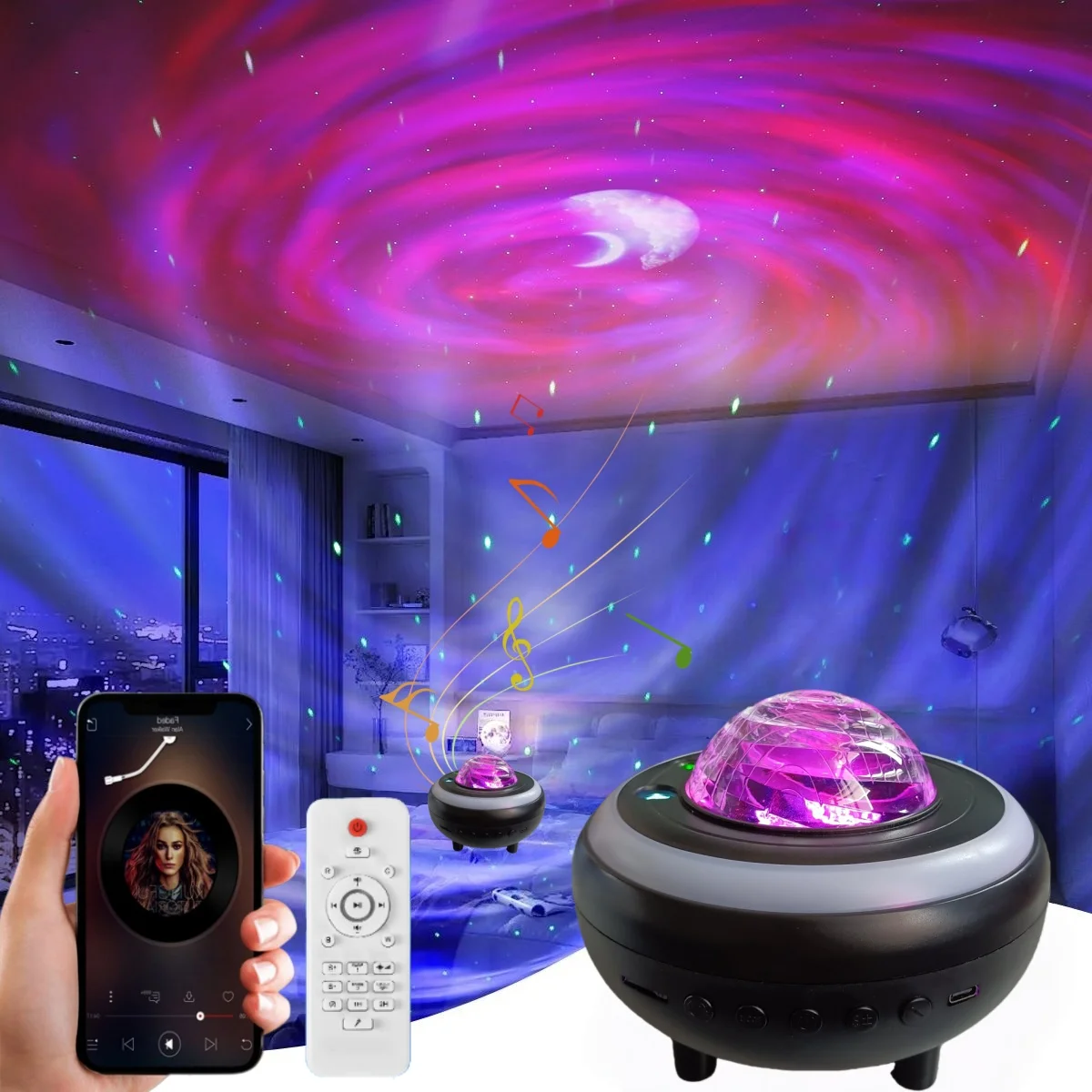 1 قطعة ضوء عرض صوت السماء المرصعة بالنجوم بالليزر ، ضوء جو مكبر صوت بلوتوث عن بعد ، ضوء ديكور رومانسي لغرفة النوم #1