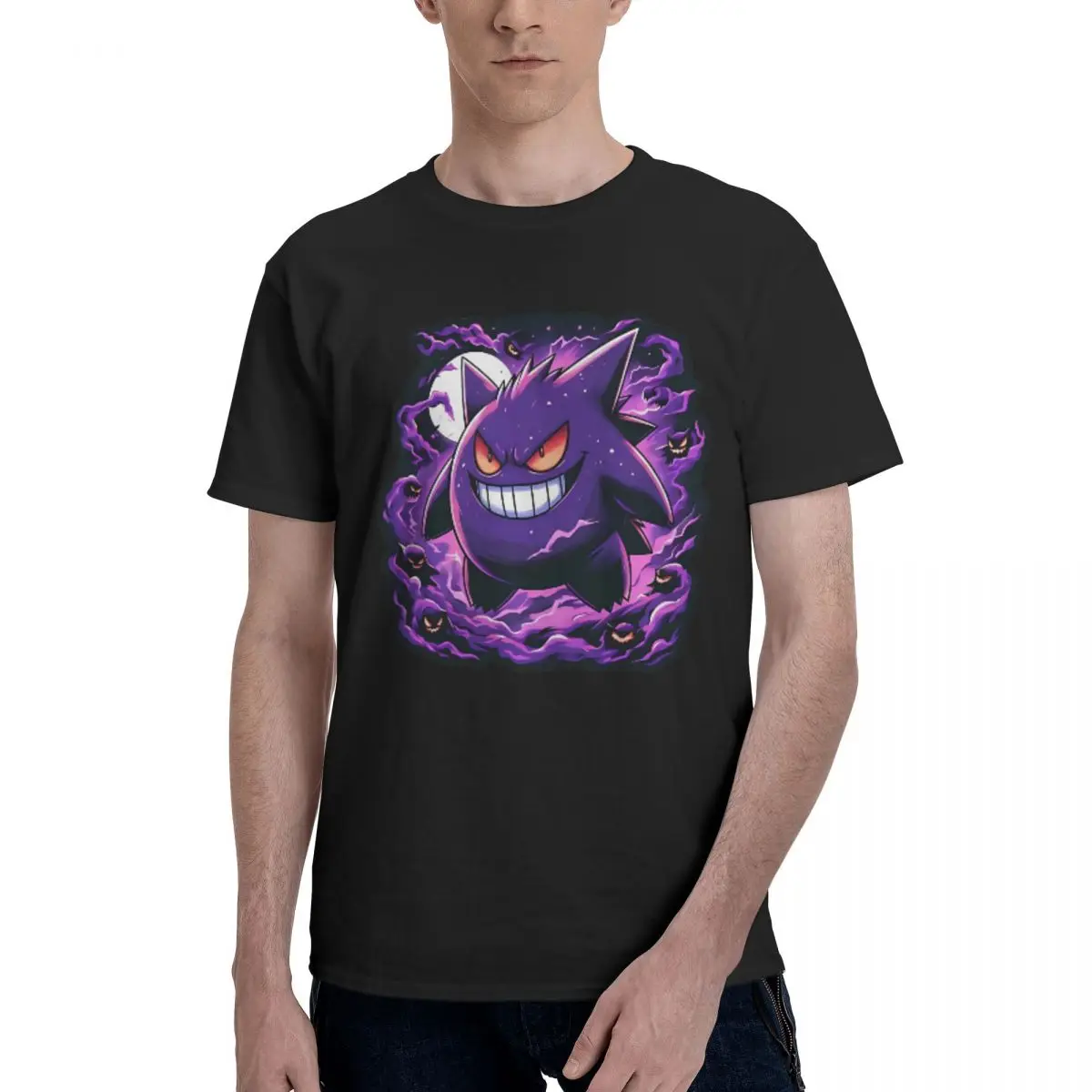 Pokemon Gengar T Shirt Man Vintage Cotton T-Shirts Summer O-Neck Fashion Tees Cheap Oversize Clothing