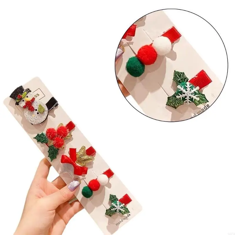 

5Pcs/Set Barrettes Hairpin Hair Clips Hair Accessories Headwear Christmas Hair Bowknot for Daily Wearing or Parties