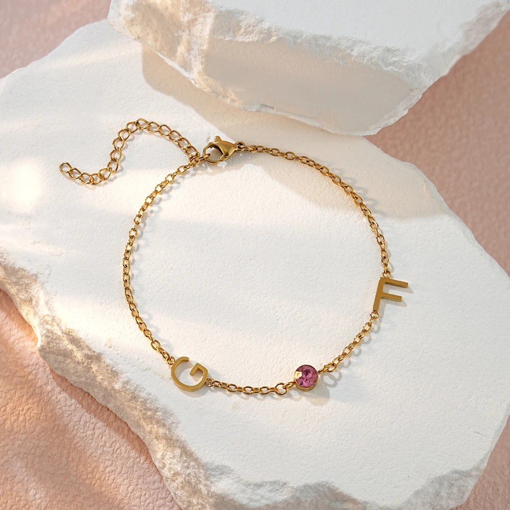 مخصص الأولي رسالة سوار للنساء الفولاذ المقاوم للصدأ A-Z الأبجدية أساور شخصية مجوهرات هدية عيد الميلاد