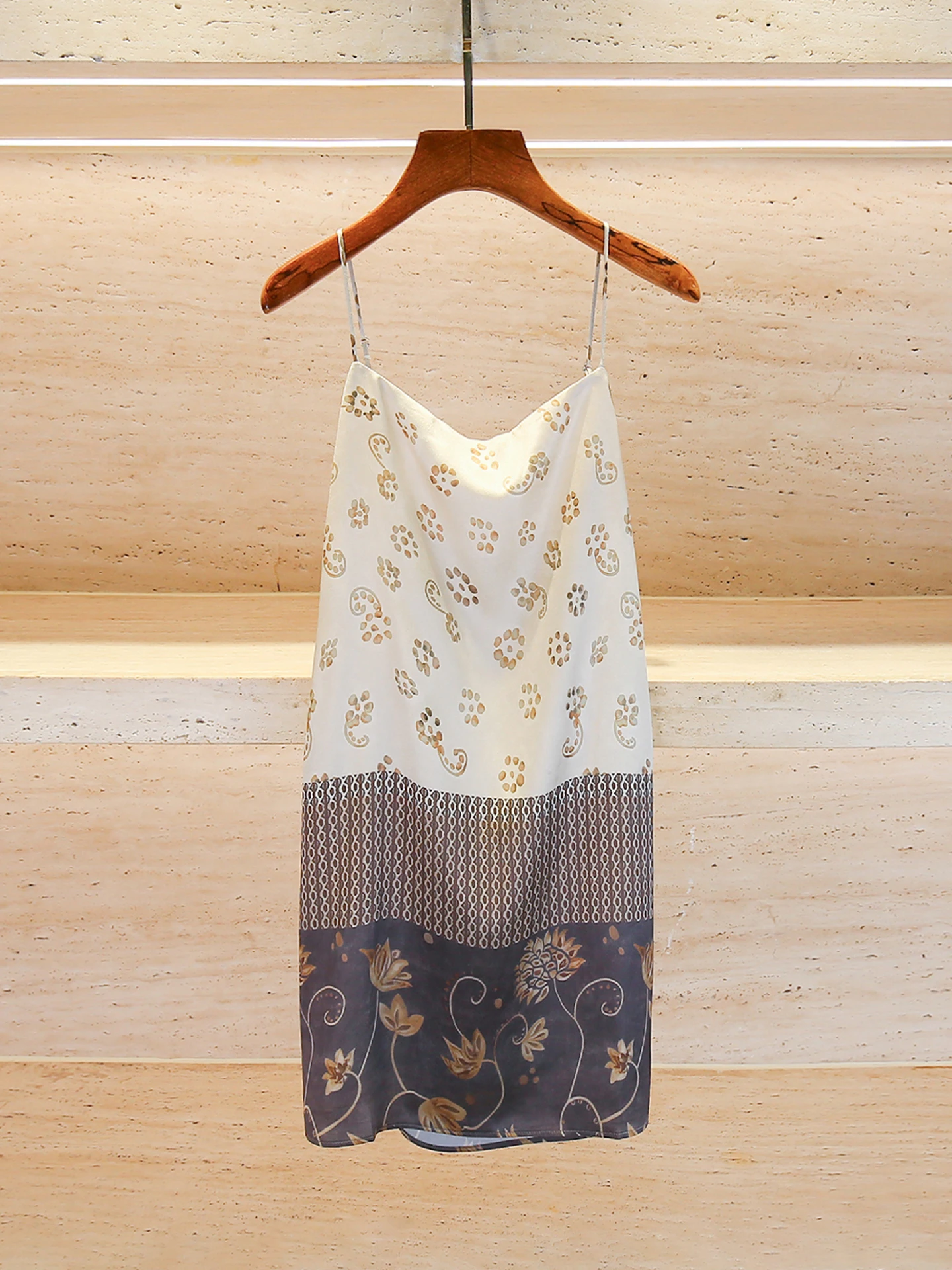 Casual Ethnic Print Halter Dress Women's Summer New Style Commute Style Regular Fit Linen Material Floral Pattern Midi Dress