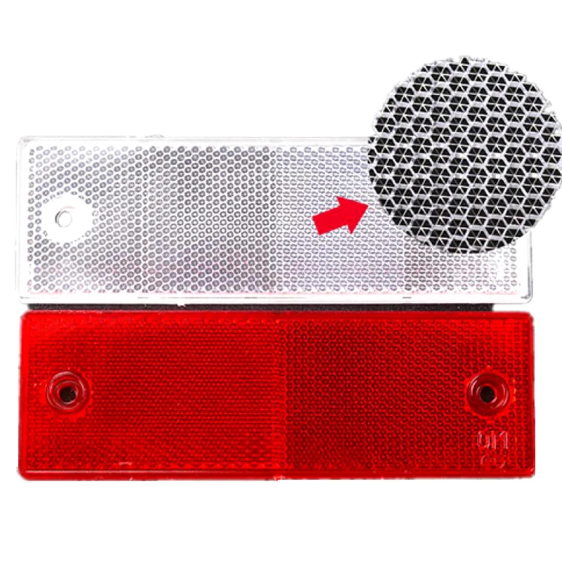 White Red Plastic Reflector Night Safety Warning Sticker with Holes Accessories Fit for Motorcycle Truck Bike Trailer Automobile