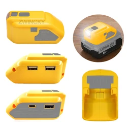 DCB090 Power Source Charger Converter Battery Adapter For Dewal 18V 20V Lithium Battery With USB Type C DC 12V LED Work Light
