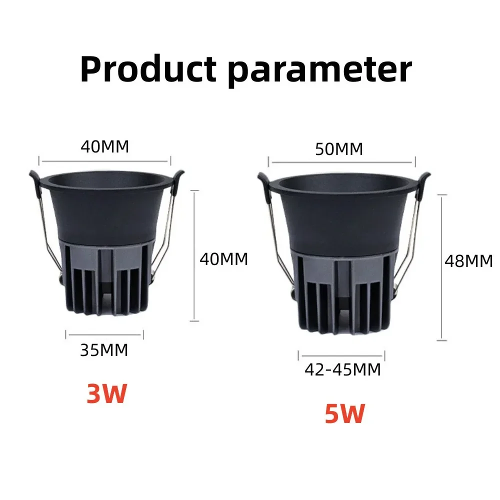 ไฟสปอตไลท์ LED ไฟเพดานแอลอีดี3W 5W ป้องกันการกัดกร่อน LED หรี่แสงได้ดาวน์ไลท์สำหรับห้องนอนห้องครัว