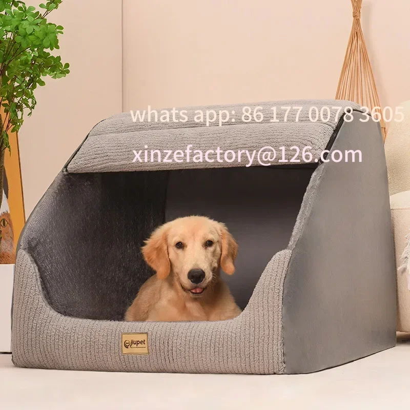 

Customizable Kennel Winter Warm Medium Large Dog Golden Retriever Removable and Washable Closed Dog Kennel Bed