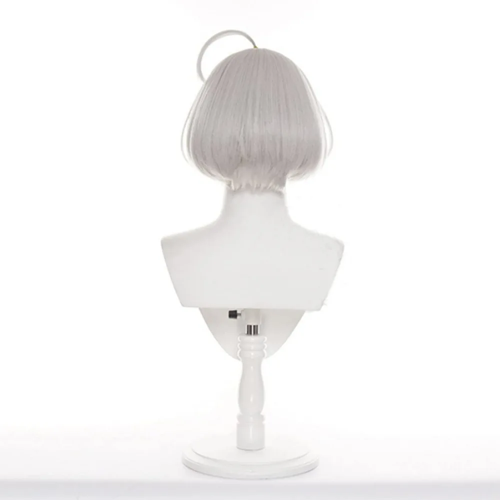 Set di parrucche cosplay Tokyo Revengers / Rebirth Way per Kanzaki Senju, acconciatura Bob grigio argento