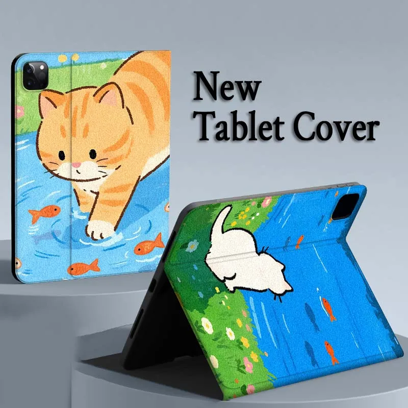 

Cat playing with fish picture Case For iPad Air Mini Pro 7 6 5 9.7 11 10.5 12.9 Automatic Sleep/Wake Tablet