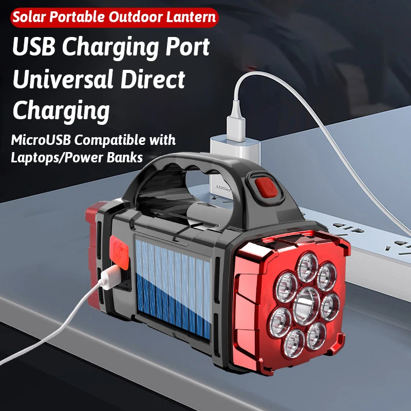 Doble Color + fuente de luz Dual Solar recargable 16 luz LED función de banco de energía USB multiinterruptores iluminación exterior portátil
