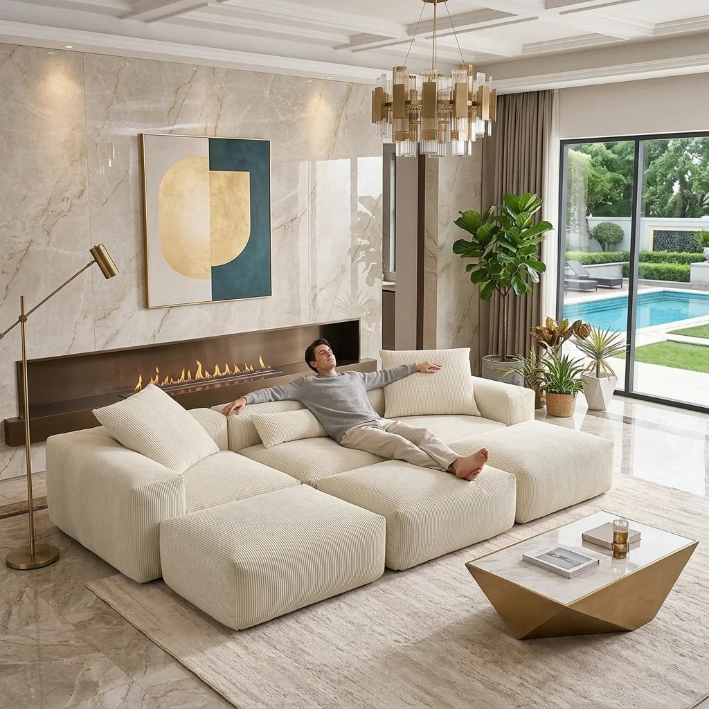 Aesthetic Modern Sectional Sofa Bad Modular Sofa Set Wholesale Boneless Couch  Living Room  Furniture