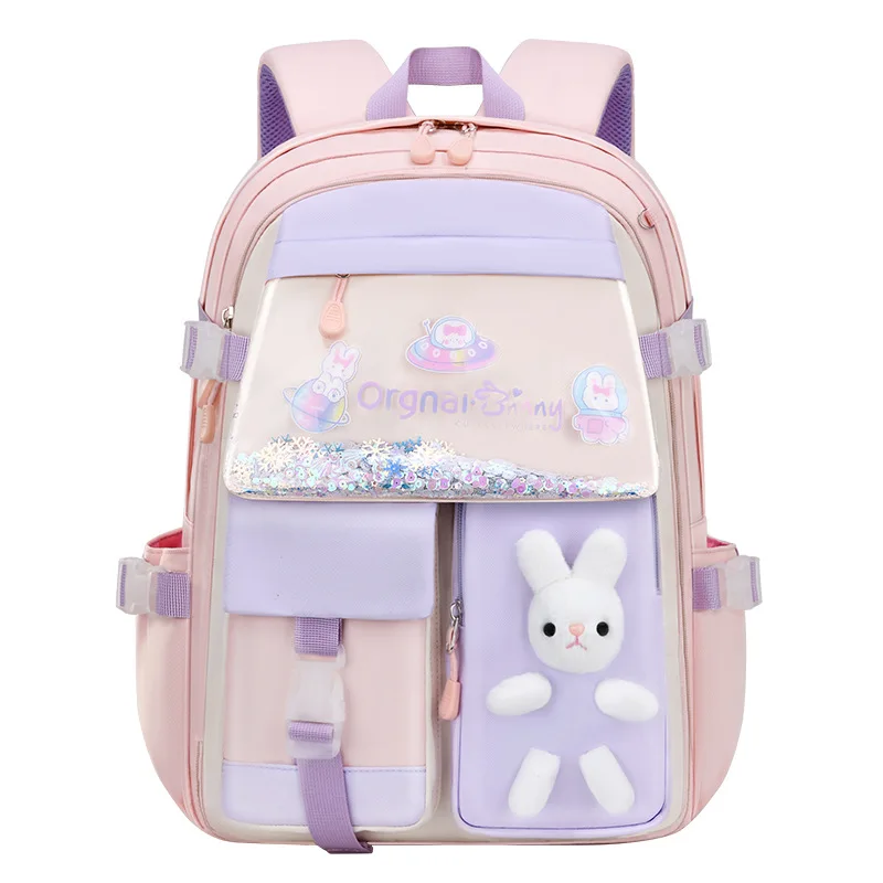 Primary School Students Schoolbag for Girls Cute Backpack Large Capacity Lightweight Waterproof Side Open Children\'s School Bags